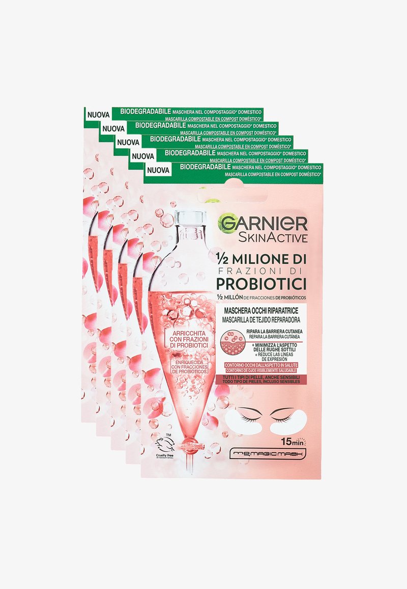Garnier - SKINACTIVE, MASCHERA OCCHI IN TESSUTO ARRICCHITA CON 1/2 MILIONE DI FRAZIONI DI PROBIOTICI, RIPARATRICE PER TUTTI I TIPI DI PELLE, 6G - 5 PACK - Cura di ciglia e sopracciglia, Ingrandire
