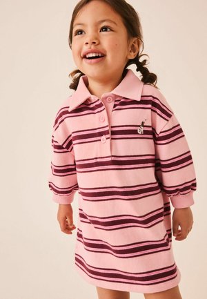Next, REGULAR FIT - LONG SLEEVE RUGBY SWEAT DRESS - Hverdagskjole - pink stripe
