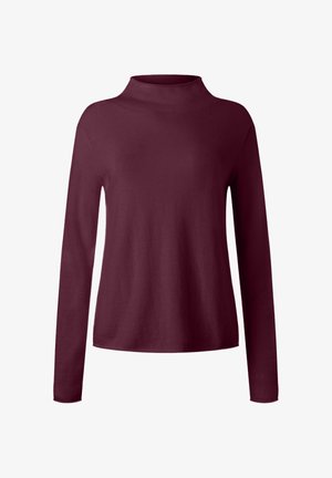 Weinrotes Langarmshirt mit Halbkugelkragen. Hergestellt aus weichem Stoff, bietet es eine entspannte Passform und eine glatte Textur, ideal zum Schichten.