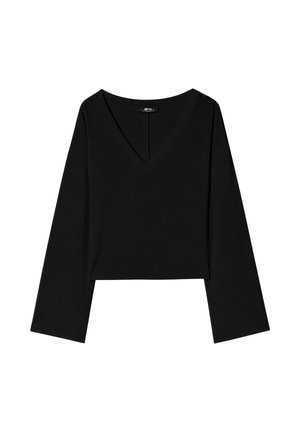 Stradivarius, V-NECK KIMONO SLEEVE T-SHIRT - T-shirt à manches longues - black