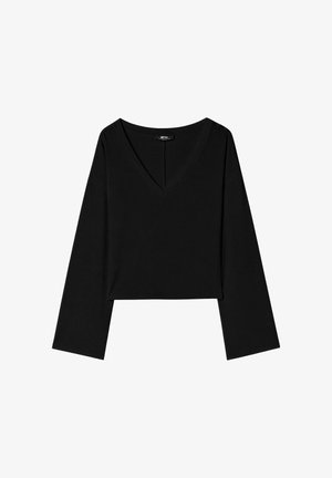 Stradivarius, V-NECK KIMONO SLEEVE T-SHIRT - T-shirt à manches longues - black