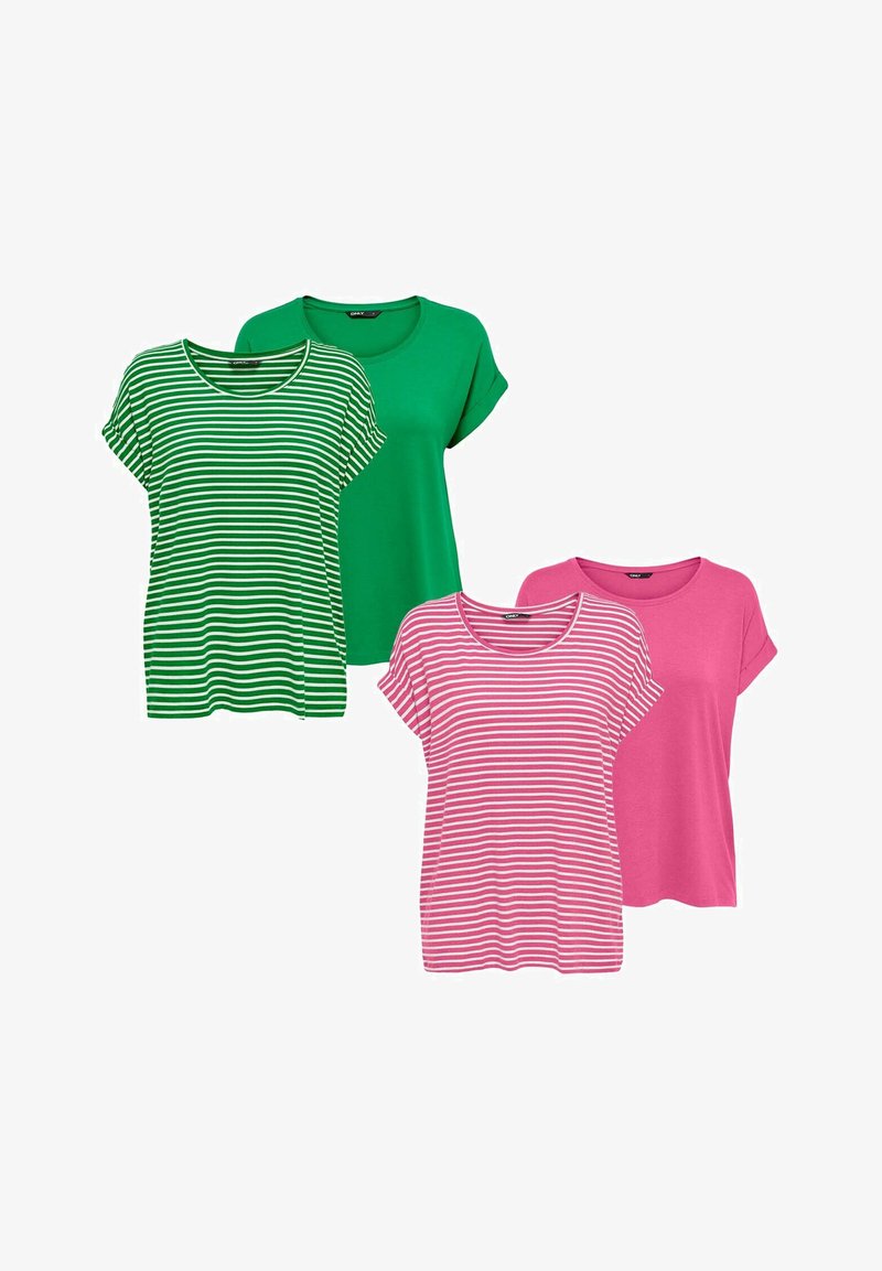 ONLY MOSTER 4 PACK - Basic T-shirt - jolly green gin fizz