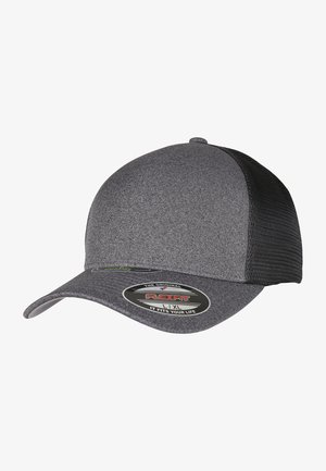 Grauer Baseballcap mit strukturiertem Design, featuring eine solide Stofffront und ein Netzrücken. Enthält einen gebogenen Schirm und ein Markenschild.