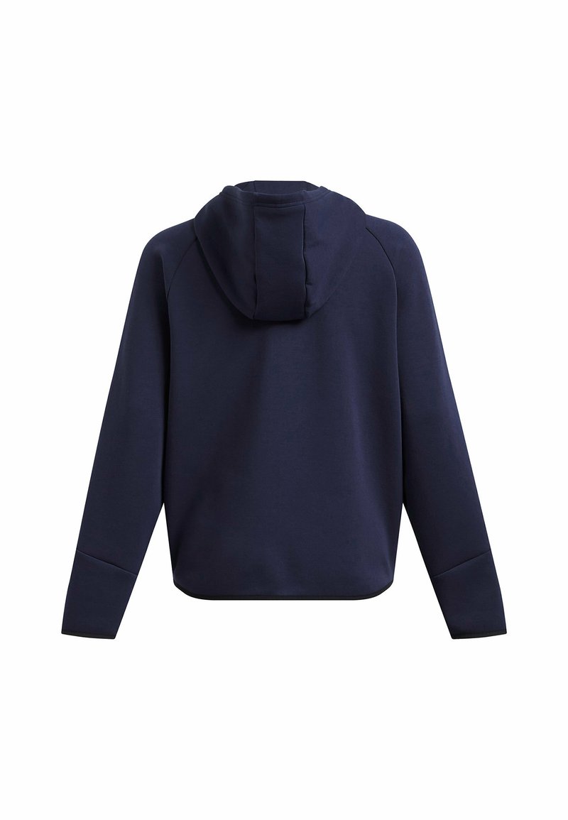 Sweat-shirt à capuche bleu marine avec une texture douce, des manches raglan et un design cropped. Doté d'une capuche ajustée et de poignets côtelés.