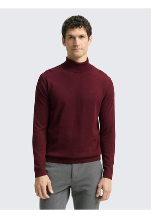 BASIC TURTLENECK - Strickpullover - bordeaux melange