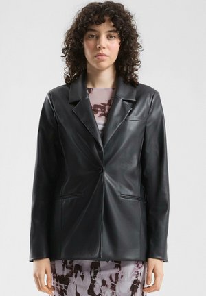 Imitatieleren jas - schwarz