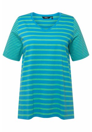 Ulla Popken, RINGELMIX V-AUSSCHNITT HALBARM - Camiseta estampada - frühlingsgrün