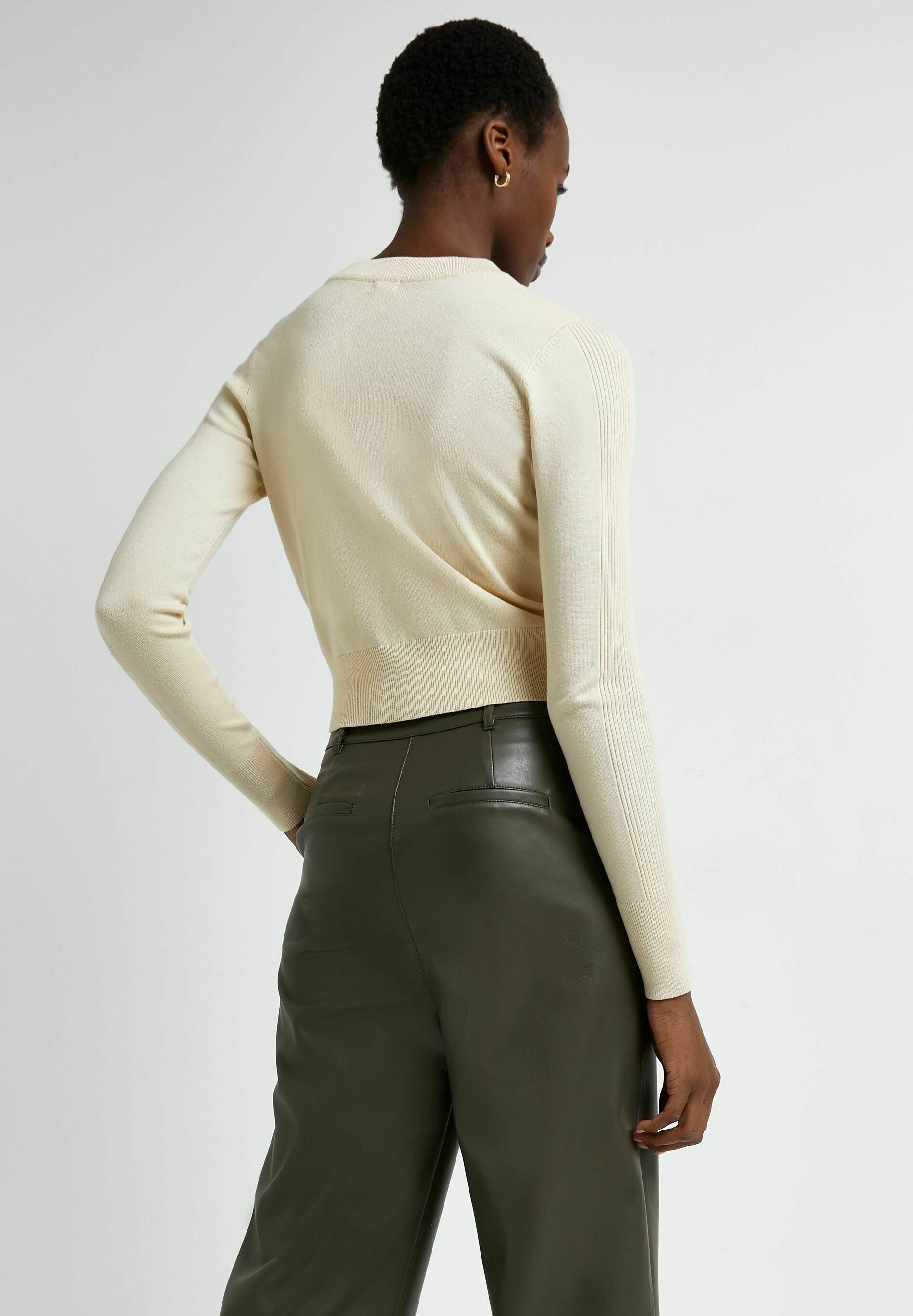 river island cream ribbed cardigan