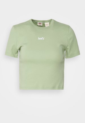 Světlý zelený krátký rukáv tričko vyrobené z bavlny, s krátkými rukávy a kulatým výstřihem, s bílým logem "Levi's" na hrudi.