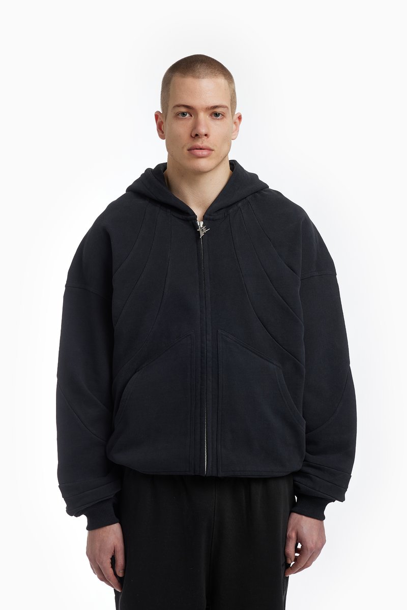 FAVELA CUTLINE FRONTZIP UNISEX - Mikina so zipsom - black