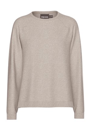 Beige sweater lavet af blødt strikstof. Har en rund halsudskæring, lange �ærmer og ribbede manchetter. Casual pasform med en glat tekstur.