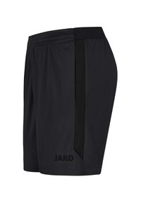 Pantaloni sportivi neri con un pannello in rete traspirante sul lato, vita elasticizzata e logo JAKO. Realizzati in materiale leggero e traspirante.