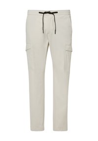 Lichtbeige cargobroek gemaakt van een zachte stof, met een trekkoord in de taille, twee zijzakken en een slim fit ontwerp.
