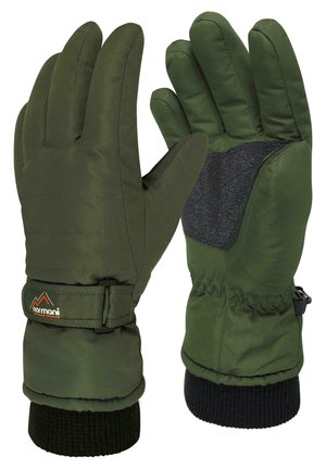 Unisex gefütterte  Winter Skihandschuhe wattierte Thermohandschuhe - Fingerhandschuh - oliv