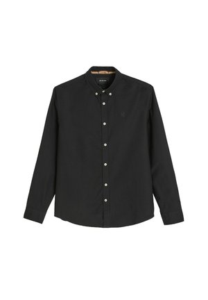 Czarna koszula z długim rękawem zapinana na guziki, wykonana z bawełny. Posiada klasyczny kołnierzyk, białe guziki oraz subtelne logo na piersi.