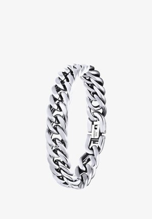 Rvs kettingarmband met dikke schakels, een glanzende gepolijste afwerking en een veilige sluiting met "roestvrij staal" gegraveerd.