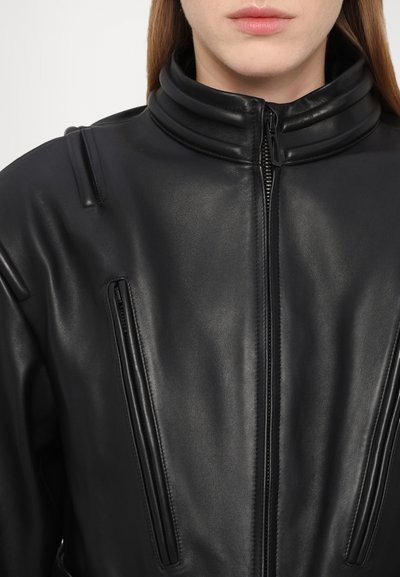 032c HIPPOLYTA GUARDED BIKER JACKET - Lederjacke - black
