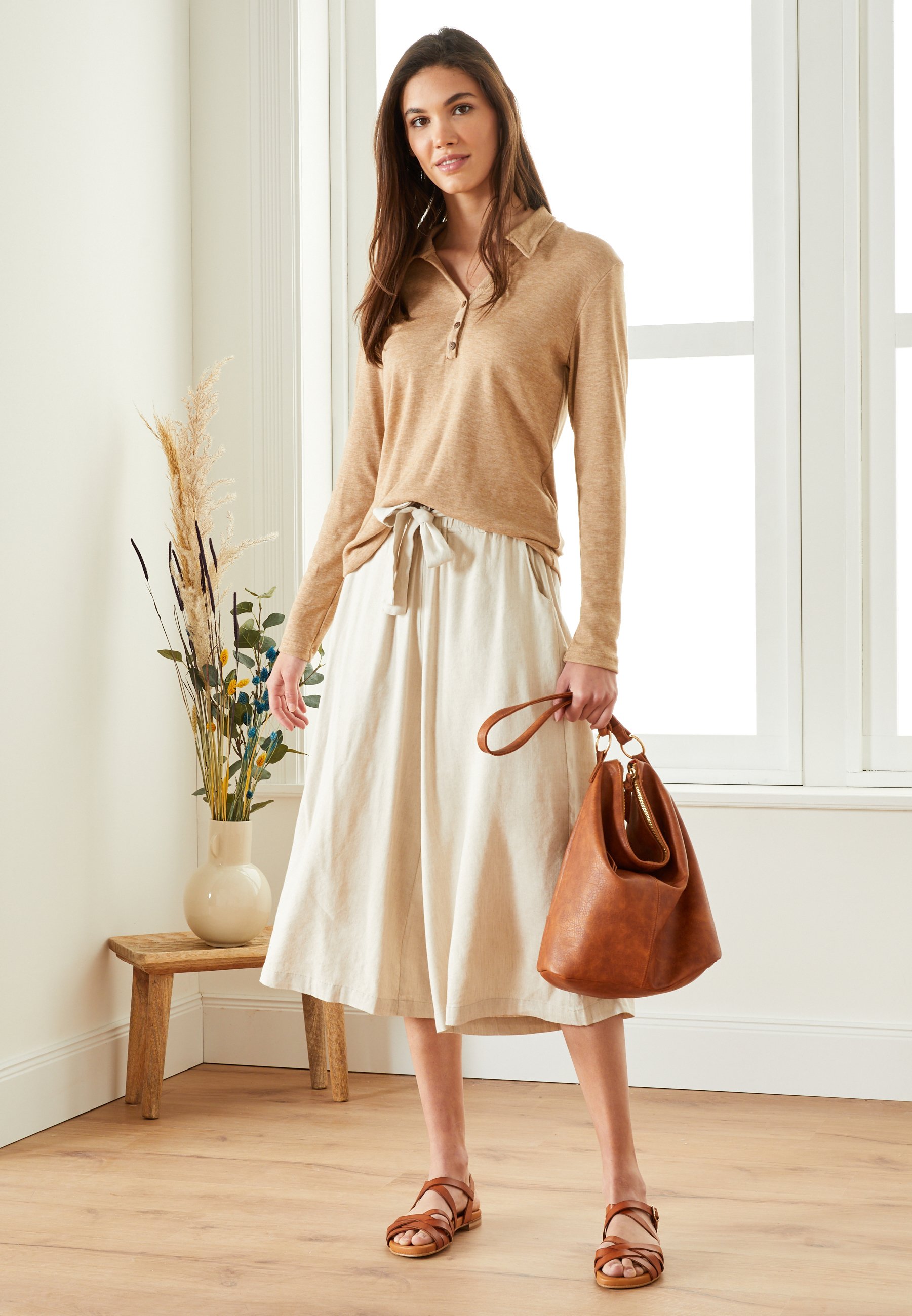 Lounge Nine DREAMIELN Topper langermet camel melange Lounge Nine DREAMIELN - Topper langermet - camel melange