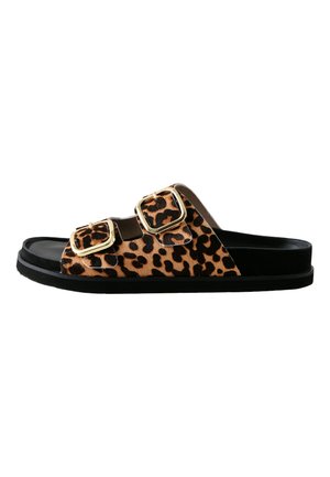 Pantolette flach - leopard print leather