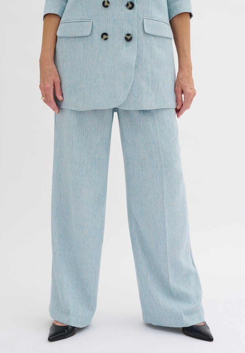 My Essential Wardrobe - ELISAMW WIDE  - Broek - clear sky   off white melange, Vergroten