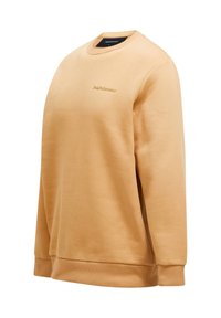Felpa beige in cotone morbido, con collo rotondo, polsini e orlo a costine, e ricamo del logo discreto sul petto. Design a vestibilità classica.