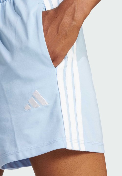 adidas Women's Essentials 3-Stripes Cotton Shorts Glow Blue/White — foto 3