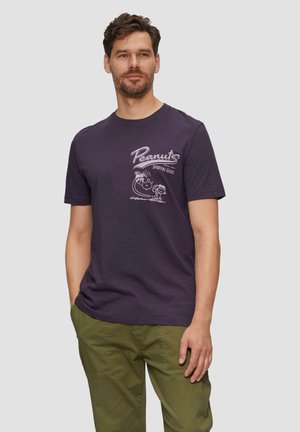 MIT PEANUTS-MOTIV UND FLAMMGARNSTRUKTUR - T-Shirt print - aubergine