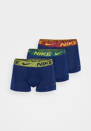 Boxeri scurți pentru bărbați Nike, de culoare albastră marină, cu bretele contrastante în culori galben, verde și roșu. Include accente cu logo pe talie și pe picior.