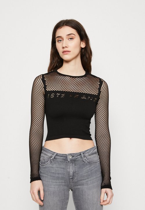 Camisetas Anchas Mujer Urban Classics Mujer Camiseta De Malla Transparente Negra Ck Mujer