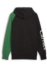 Felpa con cappuccio caratterizzata da tessuto nero con maniche verdi, tasca a marsupio e logo "Carrots" sulla schiena in testo bianco.