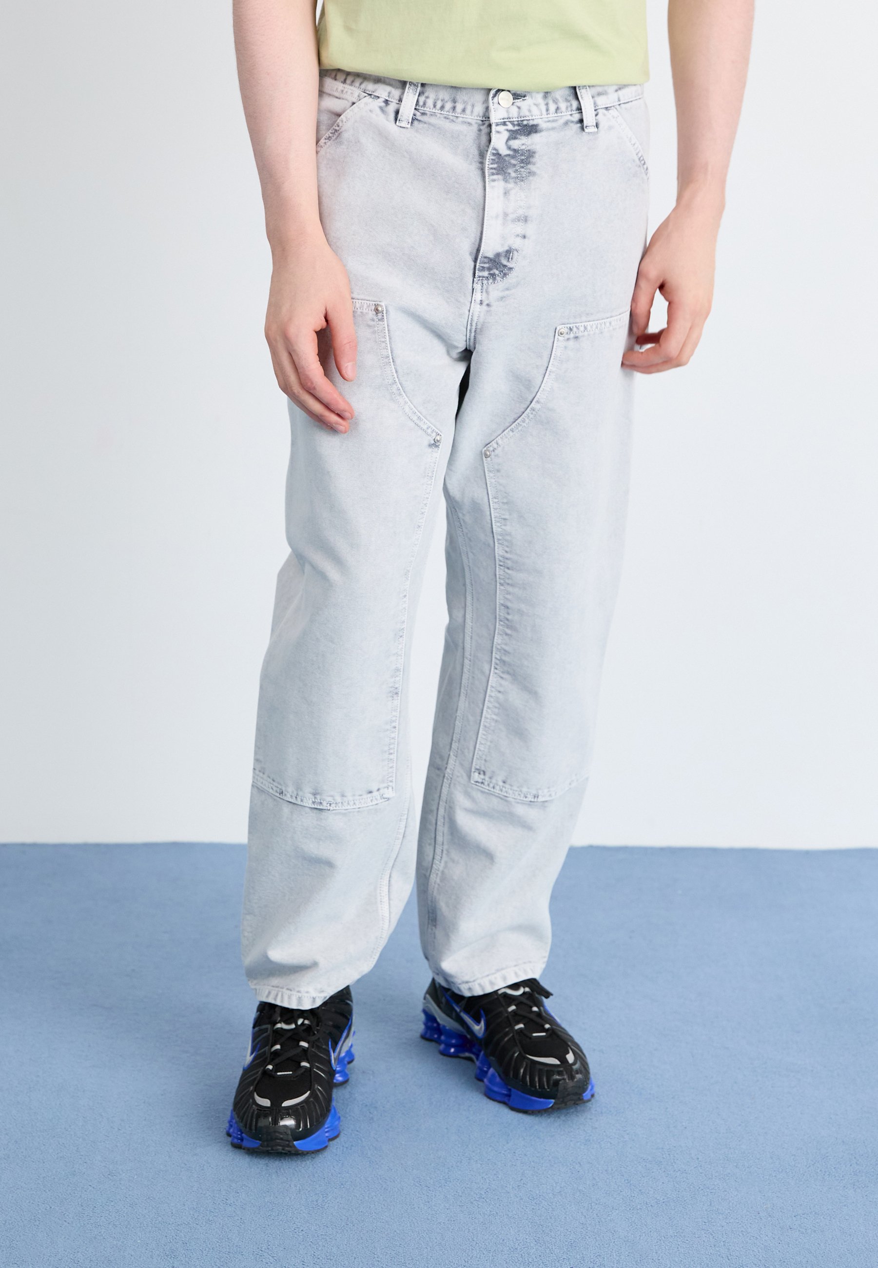Carhartt WIP DOUBLE KNEE PANT - Kalhoty - black chalk wash/černá 