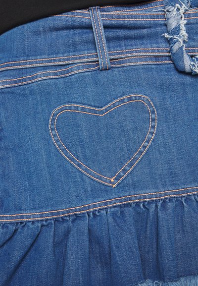 REAMEREI FRINGED MINI UNISEX - Denim skirt - blue denim