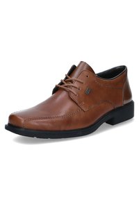 Bruine leren »dress shoe« met een ronde neus, gestikte details en vetersluiting. Rubberen zool voor grip en stabiliteit.