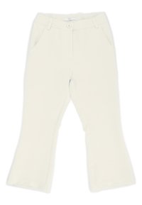 I pantaloni crema svasati presentano una finitura liscia, due tasche frontali, unClosure con bottone e una cintura nascosta per un design pulito.