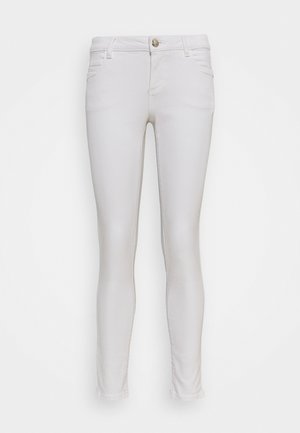 Hvite slim-fit jeans laget av elastisk materiale, med klassisk fem-lomme design, glidelås og subtile sømdetaljer.