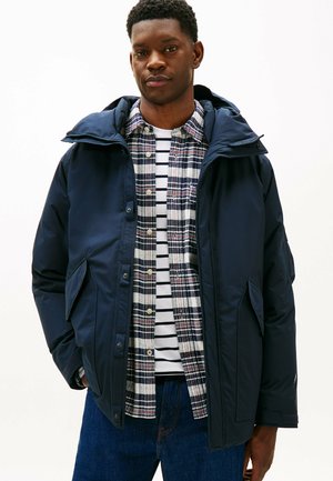 WATER REPELLENT WINDPROOF HOODED PARKA - Piumino lungo - navy blue