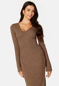 Bubbleroom DEEP V-NECK DRESS - Tubino - brown