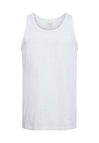 Hvid bomulds tanktop med rund halsudskæring og uden ærmer. Glat tekstur, lige snitkant og minimalistisk design.