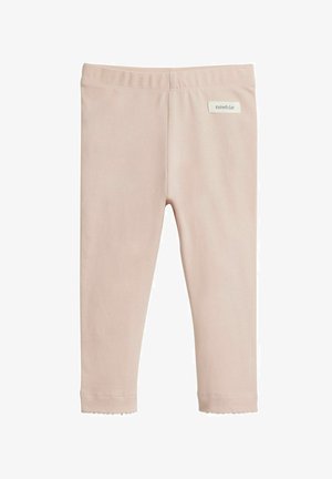 Leggings roses en tissu doux et extensible. Comprend une taille élastique et une petite étiquette "débutant" à l'avant. Détail d'ourlet en forme de vagues.
