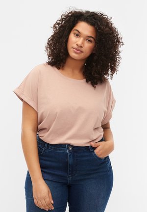 Zizzi SHORT SLEEVED BLEND - Paprasti marškinėliai - desert khaki