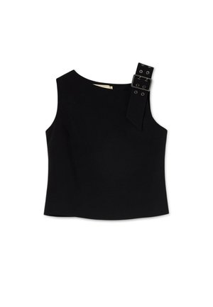Trussardi, TOP IN CADY CON DETTAGLIO FIBBIA - Bluse - nero