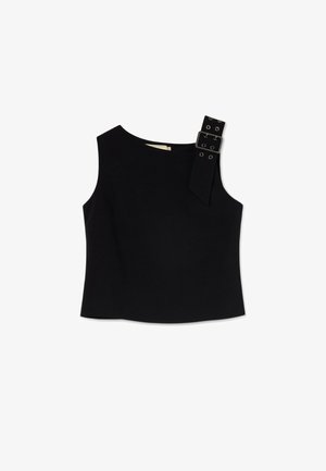 Trussardi, TOP IN CADY CON DETTAGLIO FIBBIA - Bluse - nero