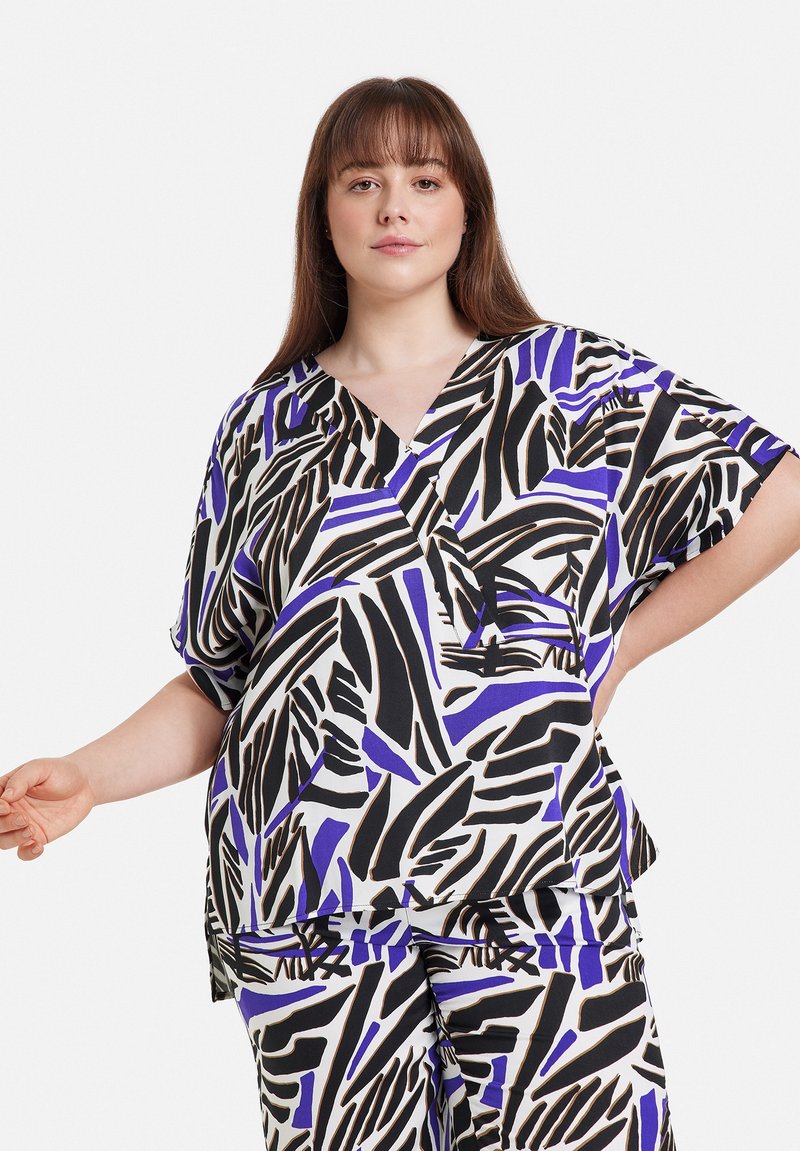Samoon SHIRT WITH PRINT - Blouse - black gemustert/zwart - Zalando.be