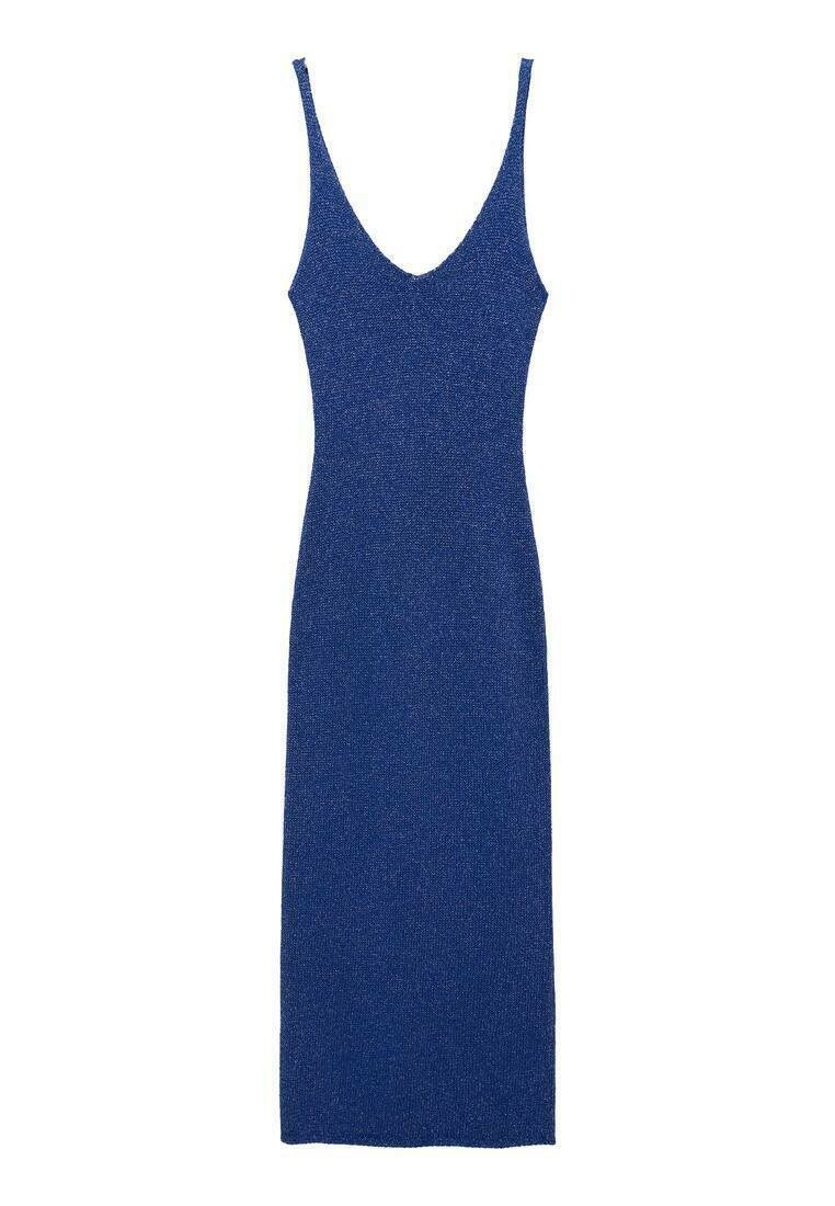 Mango Gebreide jurk neonblauw