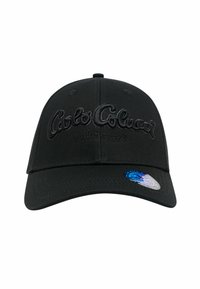 Sort baseball cap med præget logo "Carlo Colucci Milano 1978" på fronten. Lavet af stof med en struktureret skygge og justerbar rem.