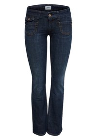 Tmavě modré denimové džíny s klasickým designem pěti kapes, slim fit a jemným efektem vyblednutí na stehnech.