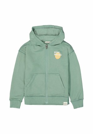 Hoodie zippé vert en mélange de coton, avec un graphique logo en façade, deux poches avant et des poignets et un ourlet côtelés.