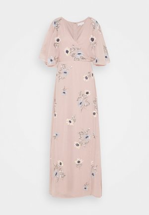KIMONO FLORAL EMBELLISHED WRAP DRESS - Maxi dress - frosted pink