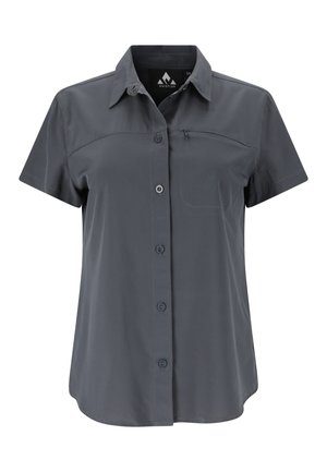 Kurzärmeliges, dunkelgraues Hemd mit Knöpfen, spitzem Kragen und verschließbarer Brusttasche, Marke Whistler, Größe 38.