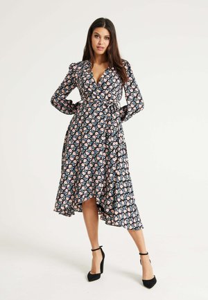 FLORAL FOLIAGE PRINT MIDI - Day dress - black